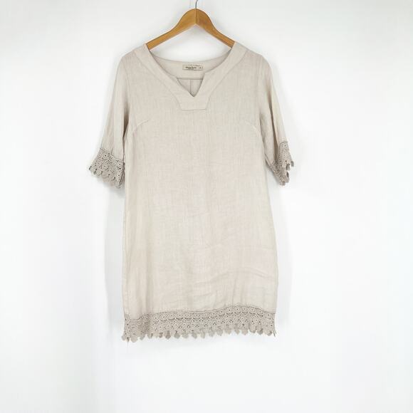 Alessia Pacini Cream Linen Tunic Shift Dress Size XS - Picture 2 of 7